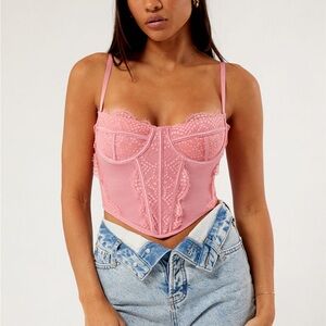 NWT LA Hearts Lace Trim Mesh Corset Top